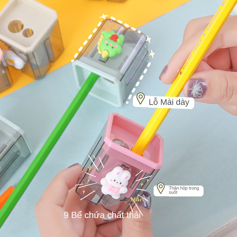 Đồ Chuốt Bút Chì Hai Lỗ Dày Dặn Họa Tiết Hoạt Hình Dễ Thương