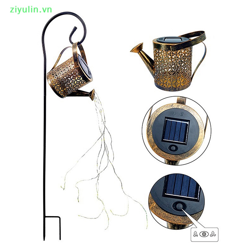 Ziyulin tưới nước năng lượng mặt trời có thể ánh sáng treo đèn thác nước không thấm nước ngoài trời trang trí sân hiên bãi cỏ sân sau cảnh quan đèn led mặt trời vn