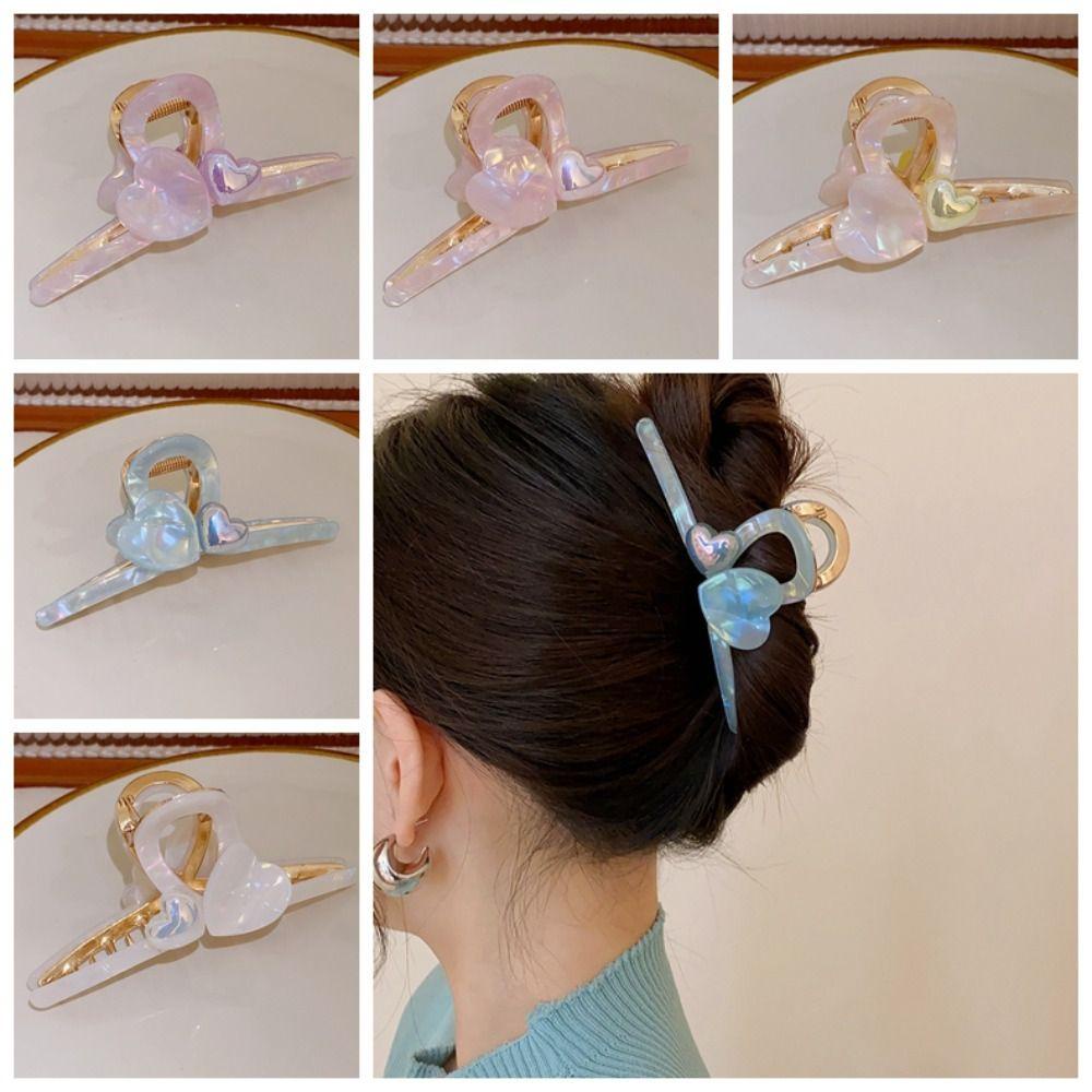 Kẹp Tóc Hình Trái Tim Acetic Acid Nhiều Màu Phong Cách Hàn Quốc Dễ Thương