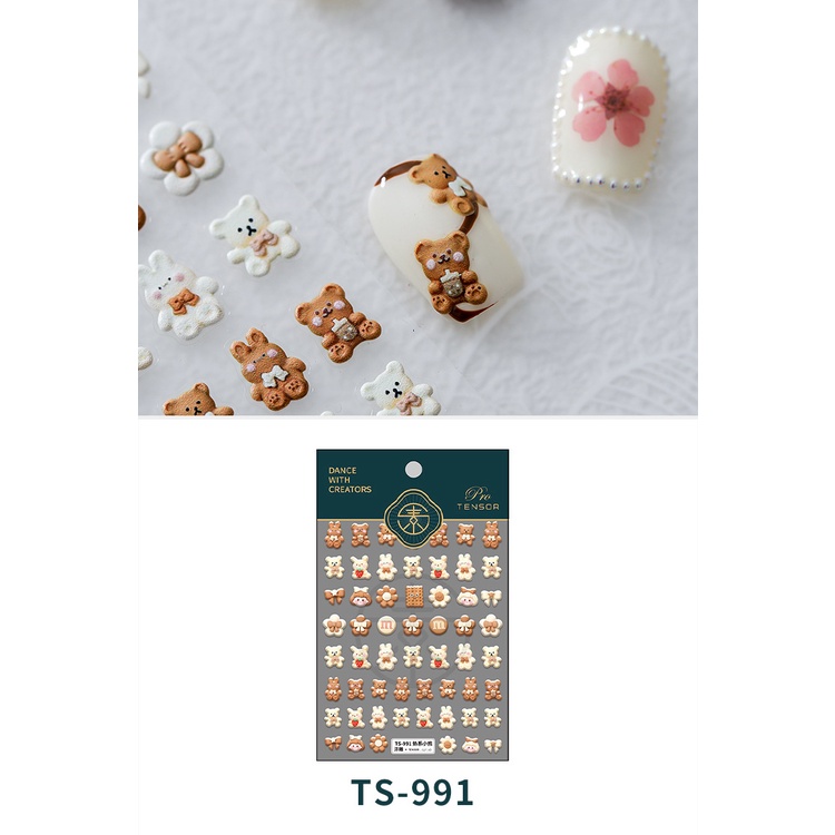 Nhãn Dán Móng Tay 3D Dập Nổi Hình Gấu / Thỏ / Dâu Tây Dễ Thương Chống Thấm Nước