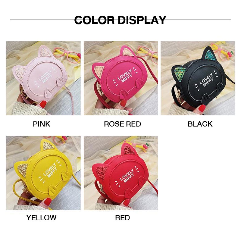 Túi Đeo Chéo Vai Hình Mèo Hoạt Hình Đáng Yêu Dành Cho Bé Gái