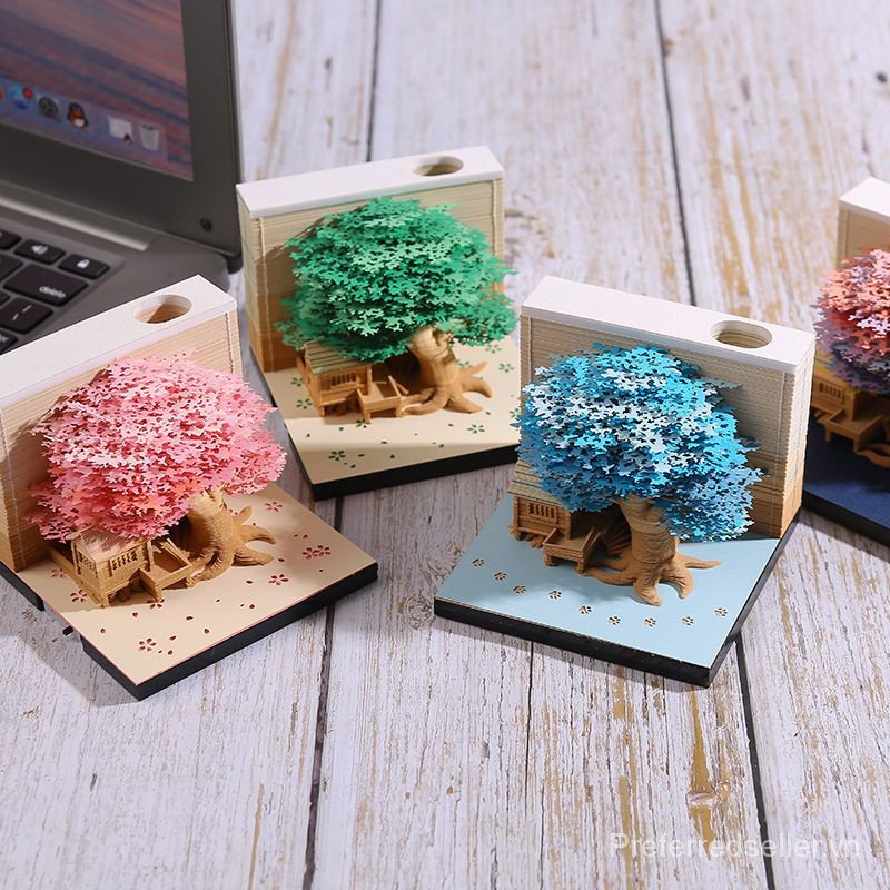 Giấy Ghi Chú 3d Hình Ngôi Nhà Cây Ba Chiều Độc Đáo