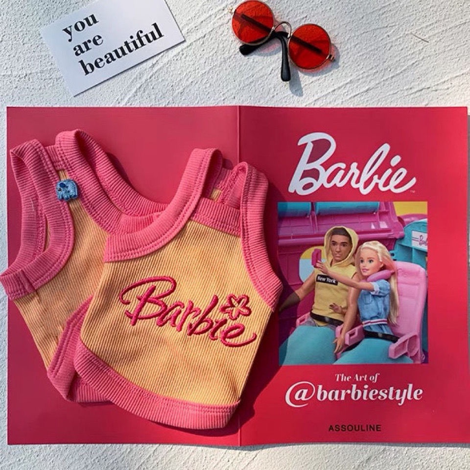 Bộ Quần Áo Chống Nắng Bằng Lụa Mát Phối Màu Tương Phản Xinh Xắn Cho Búp Bê Barbie