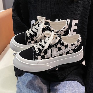 Giày thể thao canvas đế dày tăng chiều cao, giày sneaker nữ vải canvas hàng Quảng Châu Cao Cấp AA6522
