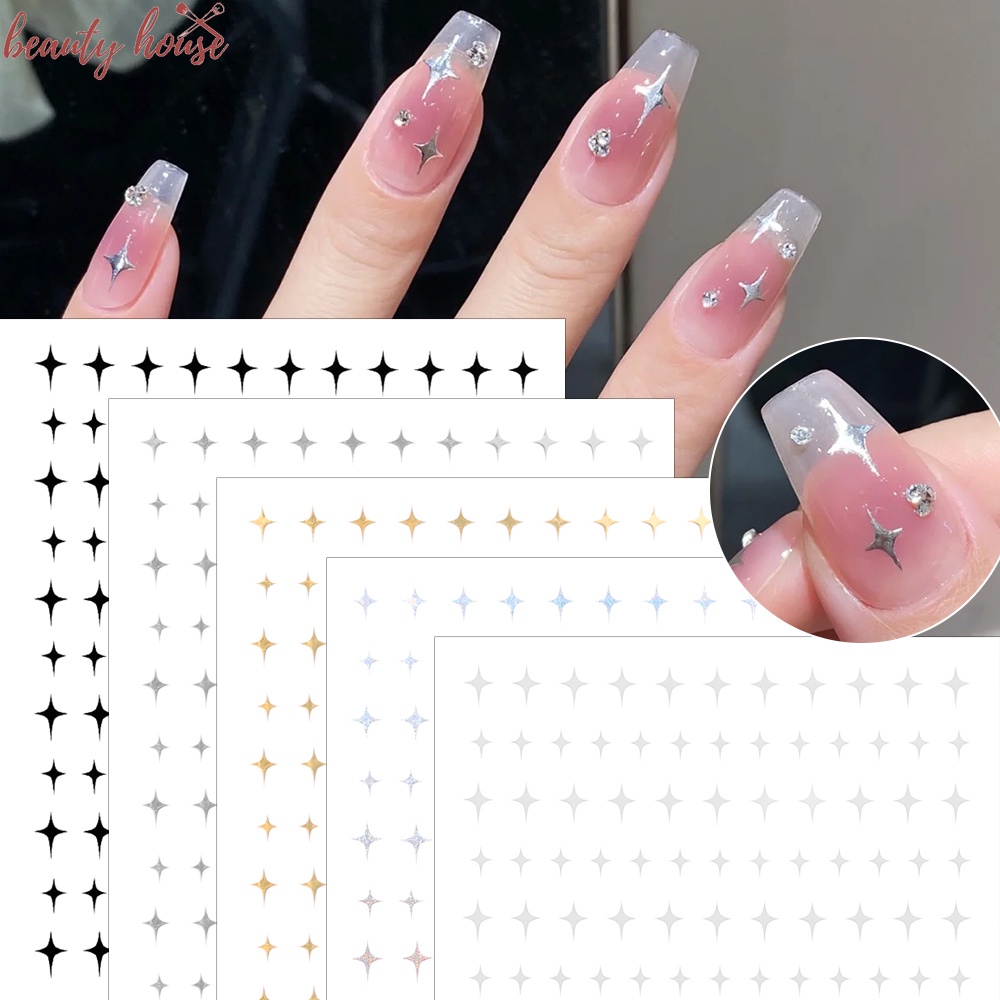 Simple laser stars manicure stickers / ins style shiny bronzing manicure accessories / diy art dec decor decals for women girls / nail self-adhesive slider stickers