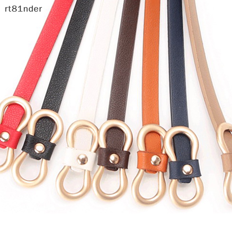 Rt women's solid color belt simple all-match không có lỗ da pu trang trí thắt lưng mỏng cho bé gái váy áo sơ mi mùa hè dây thắt lưng nhỏ n
