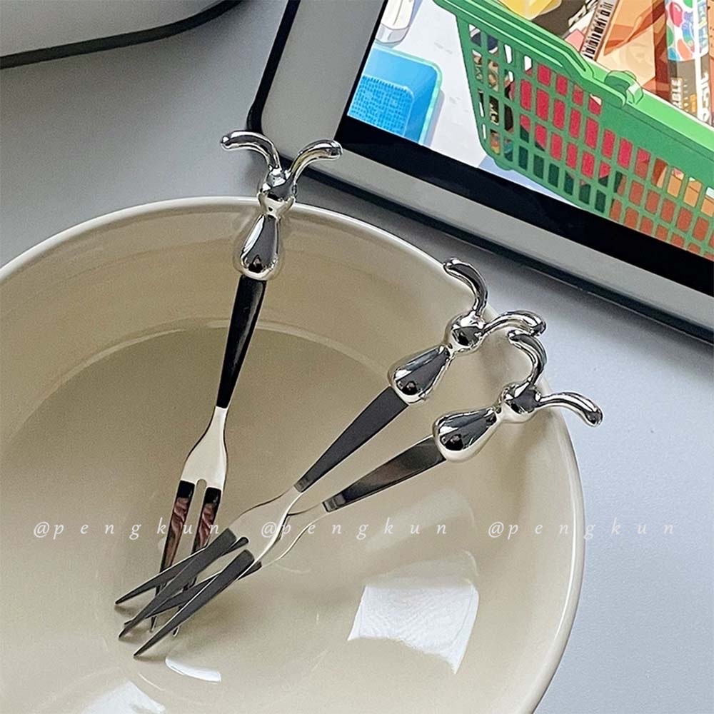 Bộ Nĩa Ăn Trái Cây Hình Thỏ Bằng Thép Không Gỉ 304 Cao Cấp