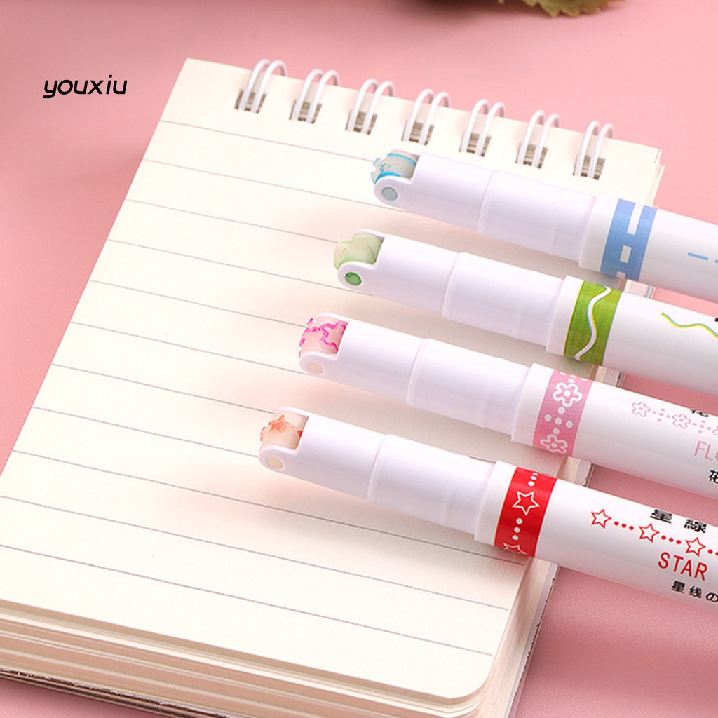 Xy * 6 cái bút cong hoa văn dễ thương viết thành thạo màu sáng thiết kế con lăn đánh dấu con lăn mẹo đường cong đồ dùng văn phòng lót cao