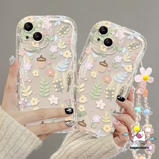 Flower bracelet hand stra case tương thích cho iphone 11 14 13 12 pro max 6 6s 7 8 plus se 2020 x xs max fresh flowers floral 3d wavy curved edge soft clear cover with laser card