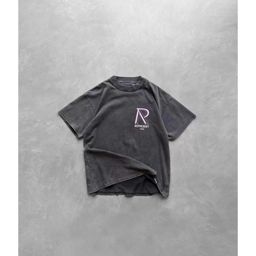 EL0K REPRESENT London Limited color logo slogan printed washed short sleeve cotton T-shirt 260g