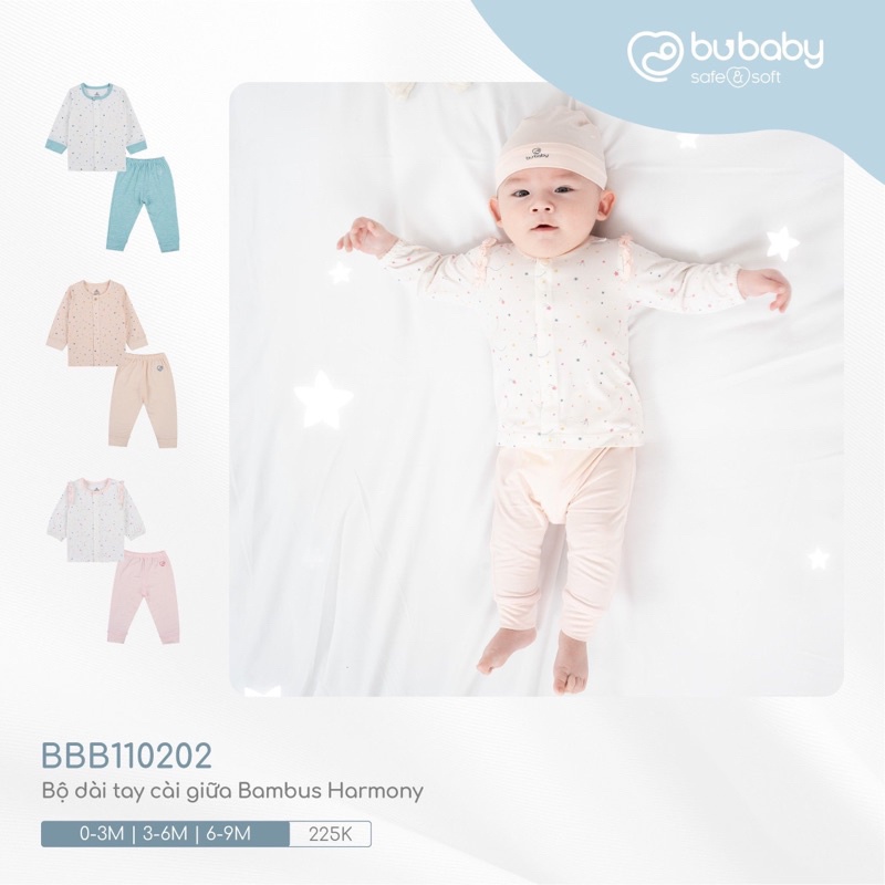 Bộ sơ sinh cài giữa Bu Baby cho bé trai bé gái