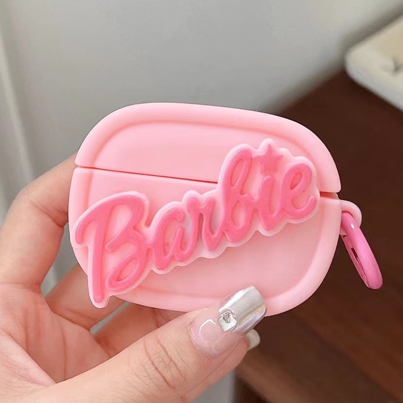 Barbie letter rose red pink black silicone oval barbie letter có thể xoay tương thích cho airpods pro airpods pro2 airpods tai nghe bluetooth không dây thế hệ 3/2/1 vỏ mềm