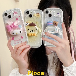 Cartoon cinnamoroll 3d wavy curved edge soft cover tương thích cho iphone 11 13 12 14 pro max 7 6 8 6s plus xr xs x max se 2020 creative 3d doll dễ thương laurel dog melody couples case
