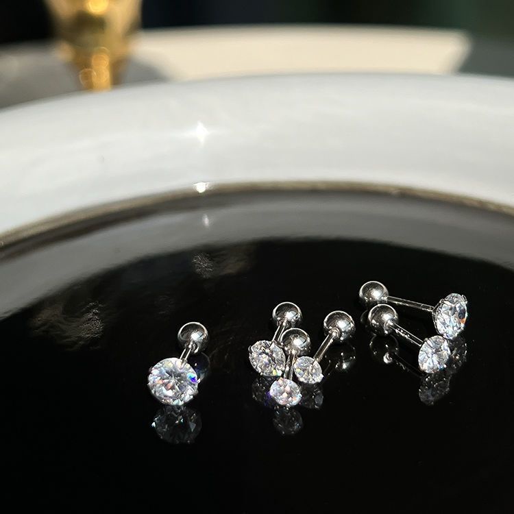 Bông Tai Mạ Bạc 925 Đính Đá Zircon Thời Trang