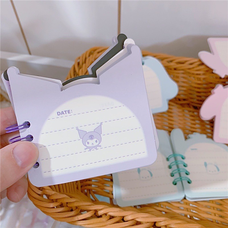 Kawaii sanrio coil notebook shaped small coil notebook kids kuromi cinnamoroll my melody office phụ kiện