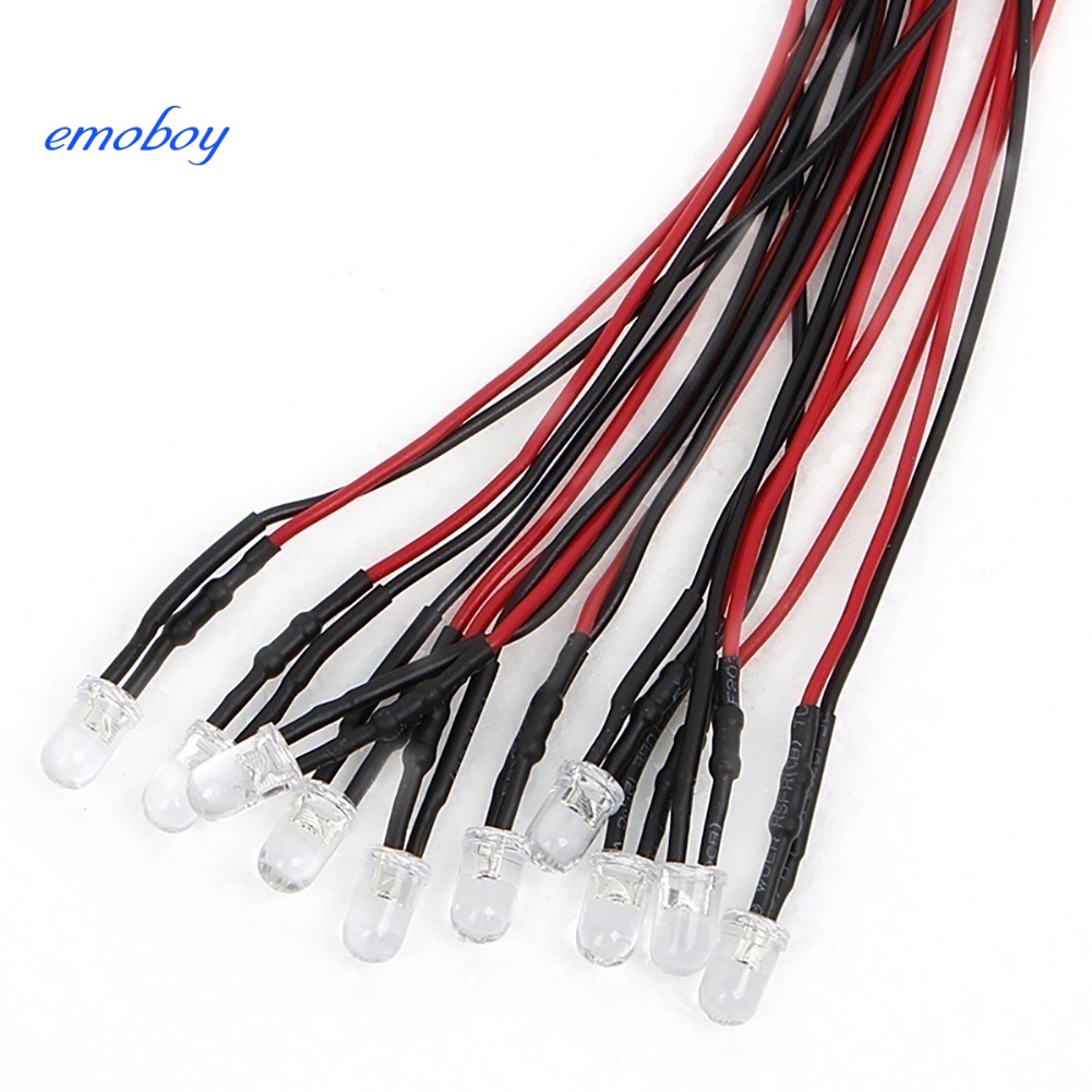 Emoboy 10 cái 20 cm 3mm / 5mm đèn led cáp bóng đèn điốt phát ra dc có dây pre-wired