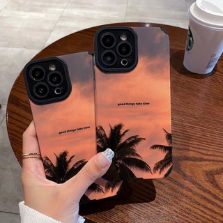 Thích hợp cho Iphone 14 / 15 / 16 / 17PROMAX 11Pro max 11 12 / 13 / 15 / 7 / 8plus XR Xmax Vỏ điện thoại lá gió hoàng hôn Vỏ mềm chống sốc da cừu bao gồm tất cả