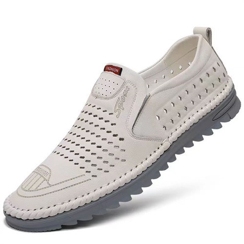 Giày Sandal da Mềm Đục Lỗ Thoáng Khí Cho Đàn Ông Trung Niên
