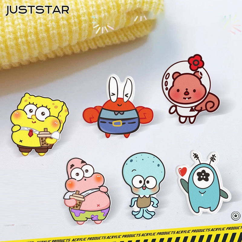 Just star phim hoạt hình dễ thương little spongebob mặt dây chuyền phong cách nhật bản phụ kiện trâm cài túi ghim đồ trang sức thời trang nhật bản giản dị bộ sưu tập