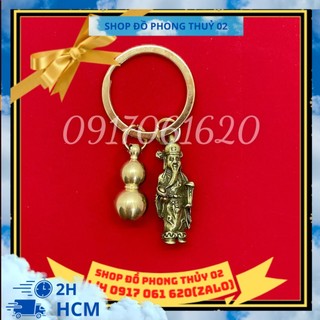 Móc khóa đồng thần tài phong thủy và 5 Đồng xu Phong Thủy may mắn
