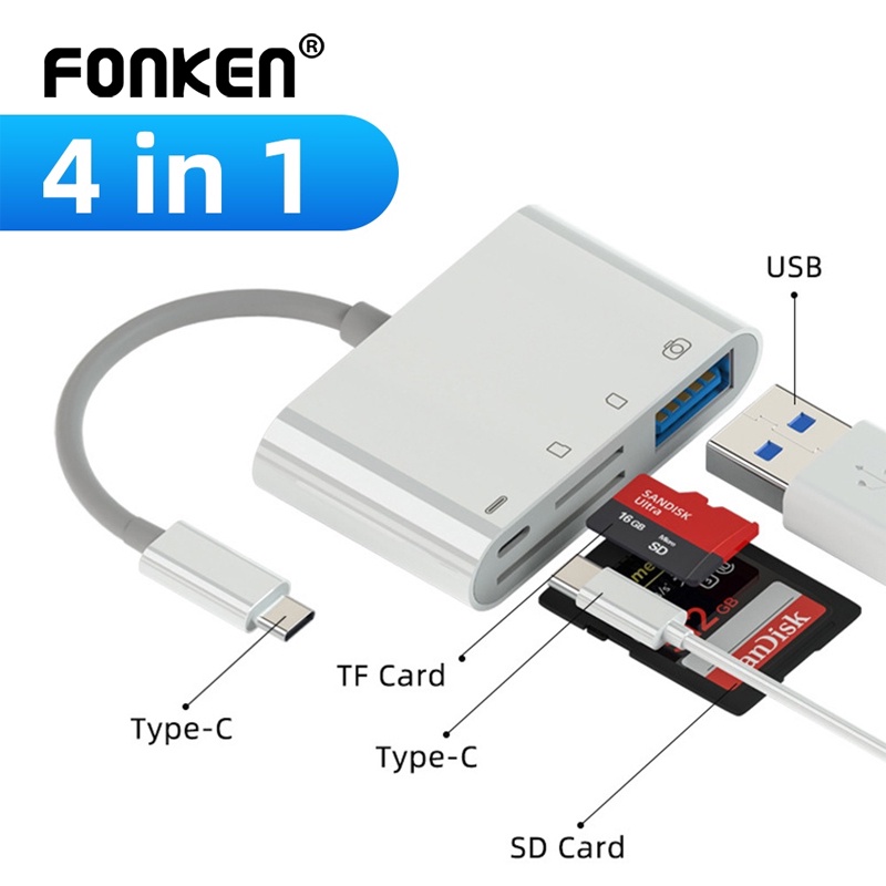 Fonken 5 trong 1 loại c hub đầu đọc thẻ sd tf otg multi spliter cho máy tính xách tay điện thoại mcbook