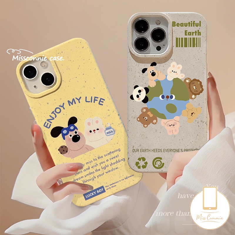 Funny dog lovely bunny phone case tương thích cho iphone xr 7plus 11 15 14 12 13 pro max 6 6s 7 8 15 plus 8plus x xs max phim hoạt hình trái đất đẹp động vật dễ thương nắp khung có thể phân hủy
