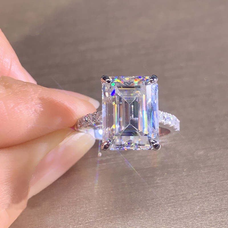 Diamd Nhẫn Cưới Đính Đá Zircon Hình Vuông Lấp Lánh Sang Trọng Cho Nữ