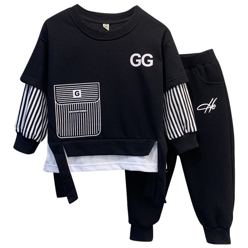 Ready stock 80-150cm sweatshirt boy suit spring autumn phong cách mới trẻ em đẹp trai quần áo thời trang hợp thời trang baby influencer trendy sweatshirt