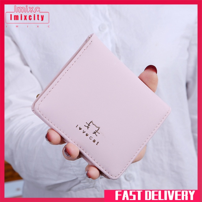 Imixcity phong cách ngắn hình mèo dễ thương 2 ví gấp cho nữ sinh viên
