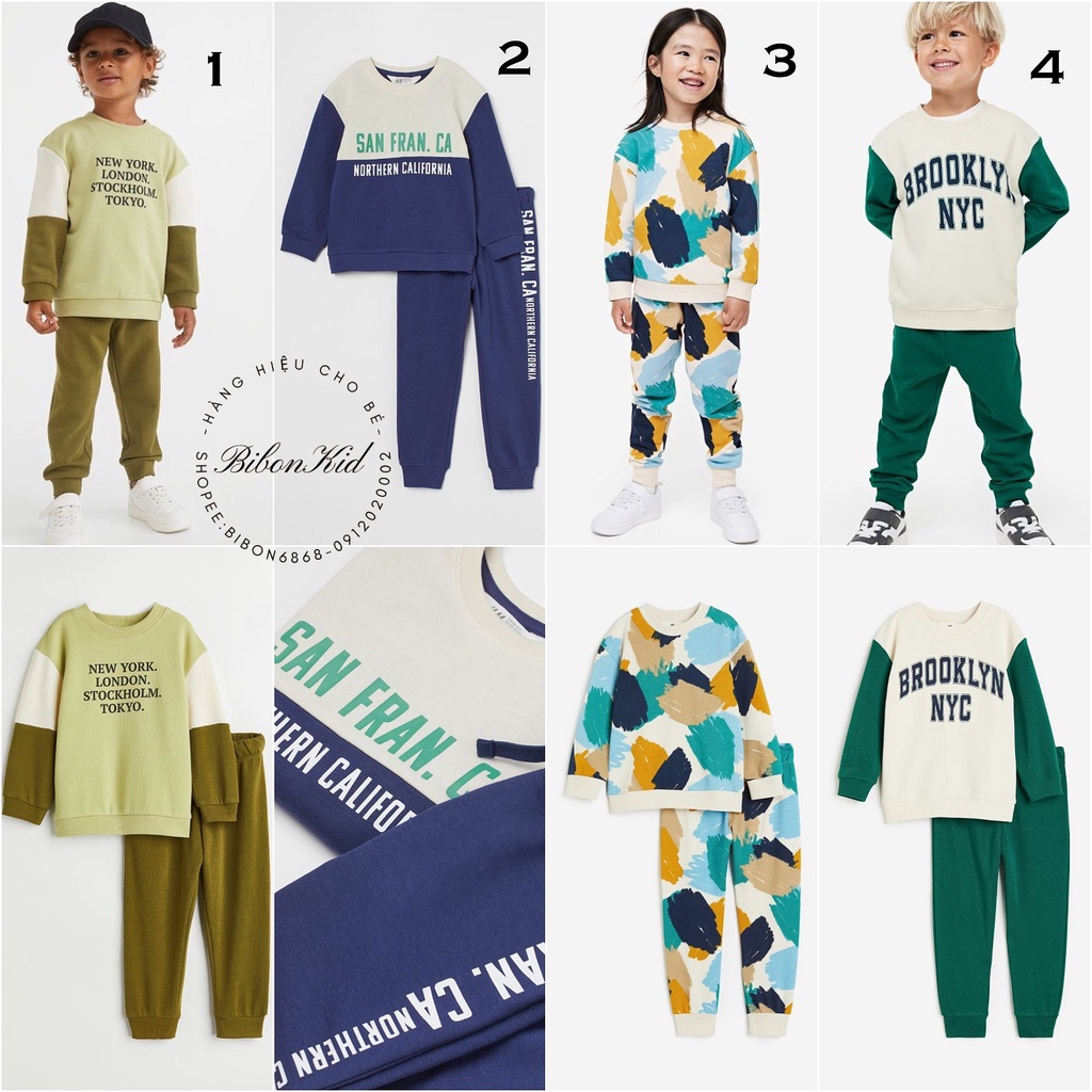 Set bộ nỉ kids D.A C.Á HM UK/JAPAN từ 1.5-2y đến 9-10Y