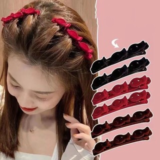 Màu rắn bện kẹp tóc đổ xô kẹp tóc có kết cấu cảm giác tóc mái kẹp bên kẹp đôi mỏ vịt kẹp cô gái mũ