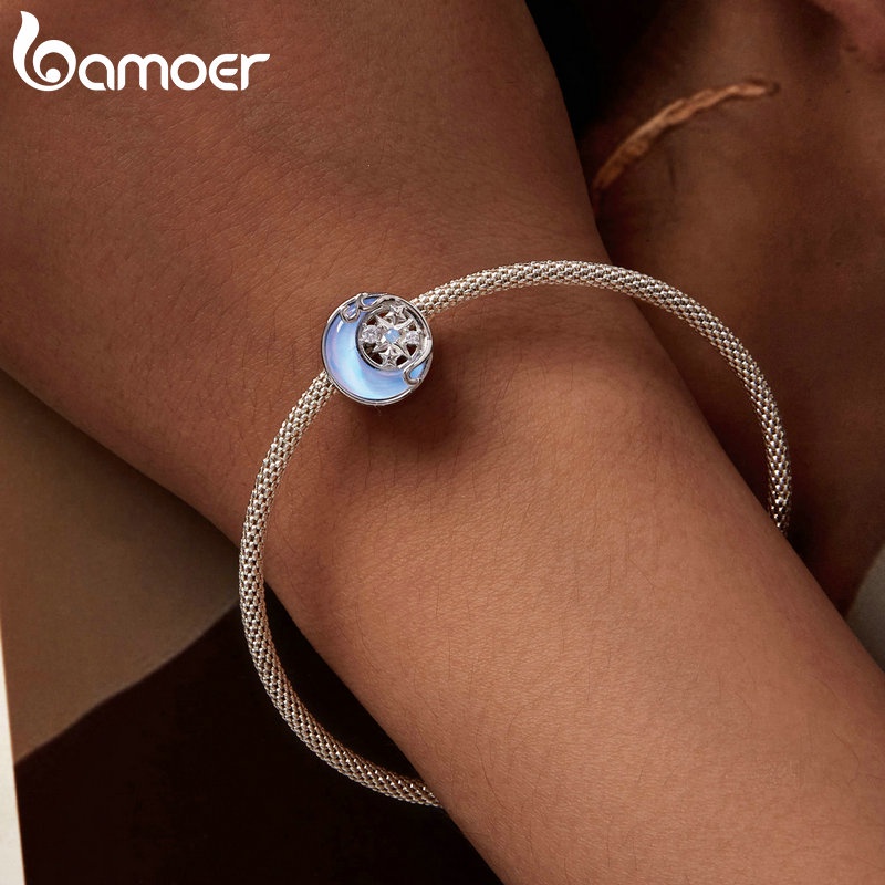 Bamoer Mặt Dây Chuyền Bạc sterling 925 Hình Trăng Sao