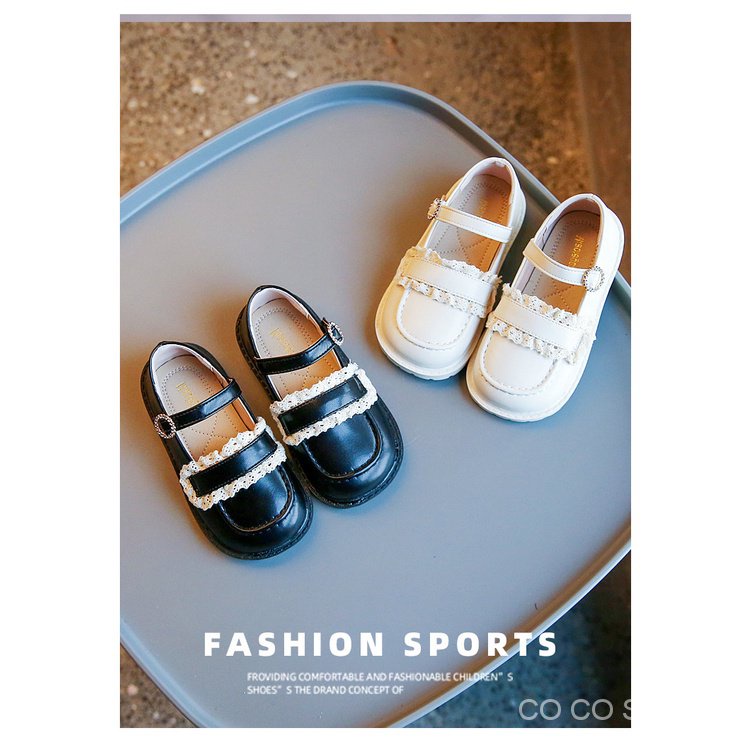 Giày trẻ em 2023 mùa xuân hè phong cách mới ren ren cô gái đơn giản giày da nhỏ nữ em bé trung bình giày trẻ em nhỏ