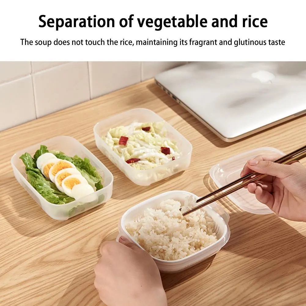 Hộp cơm / Bịt Kín Hai Tầng Có Nắp Đậy Giúp Giữ Nhiệt / Đóng Gói Thực Phẩm Tươi Mới Trong Lò Vi Sóng Ốp