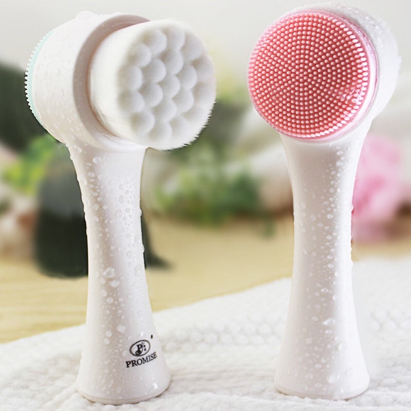 Cọ massage rửa mặt 2 đầu 3D silicon, Làm sạch da mặt nhạy cảm, Massage mặt nhẹ nhàng-MCKES