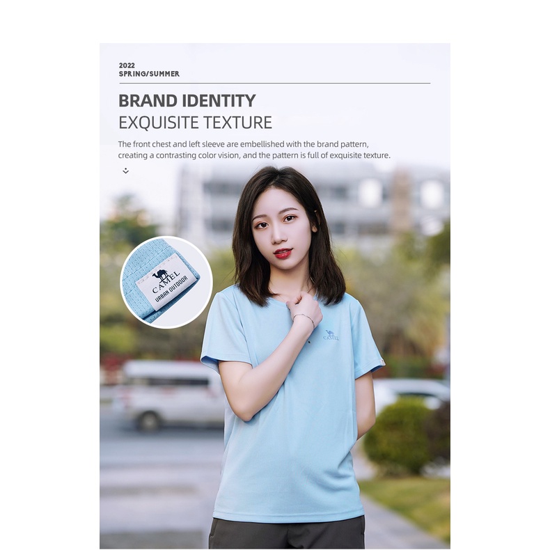 Áo thun thể thao CAMELSPORTS chất cotton cổ tròn tay ngắn nhanh khô thời trang leo núi ngoài trời cho nữ