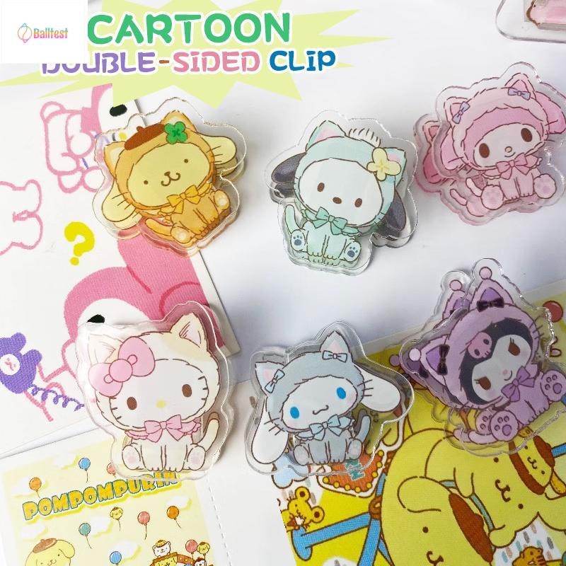 💜SANRIO Kẹp Giấy Kiểm Tra Dữ Liệu Bằng Acrylic Trong Suốt Hình Chú Chó Cinnamon Hoạt Hình