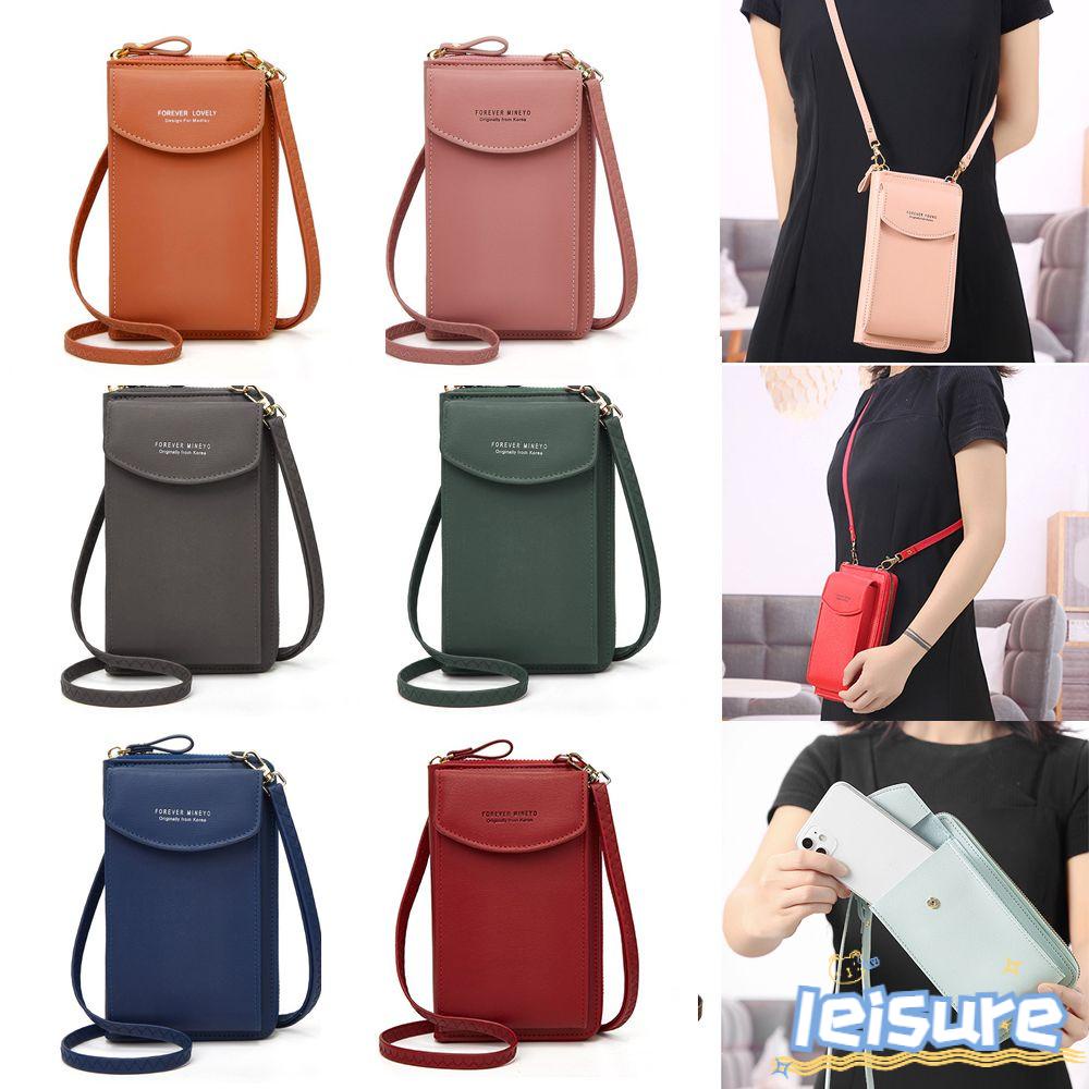 Daphne Ví Da PU Đựng Điện Thoại / Thẻ Đa Năng Có Dây Đeo Vai Thời Trang Cho Nữ