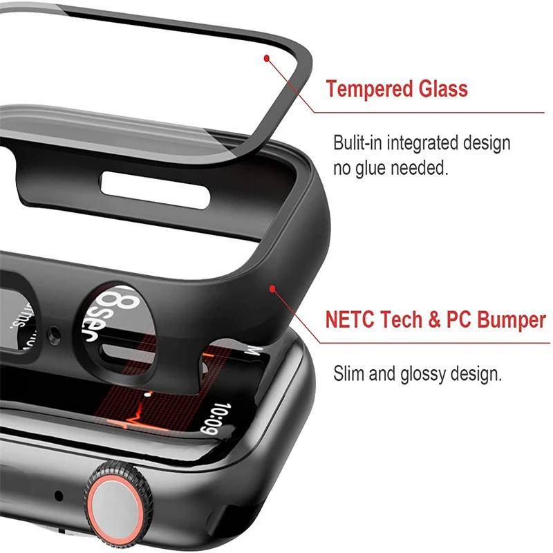 Ốp Bảo Vệ + Kính Cường Lực Chống Rơi Cho iWatch 45mm 41mm 44mm 42mm 40mm 38mm 42mm 40mm 8 7 6 2 1 SE SE2