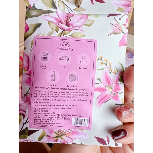 Túi thơm để tủ quần áo Denkclin hộp 4 gói mùi hoa thiên nhiên thơm phòng ngủ treo xe nhà vệ sinh