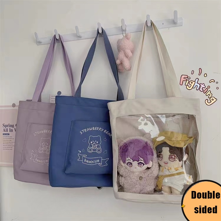 Túi Xách Đeo Vai Trong Suốt Hình Gấu Bông 20cm / 25cm Cỡ Lớn Thời Trang Cho Nữ