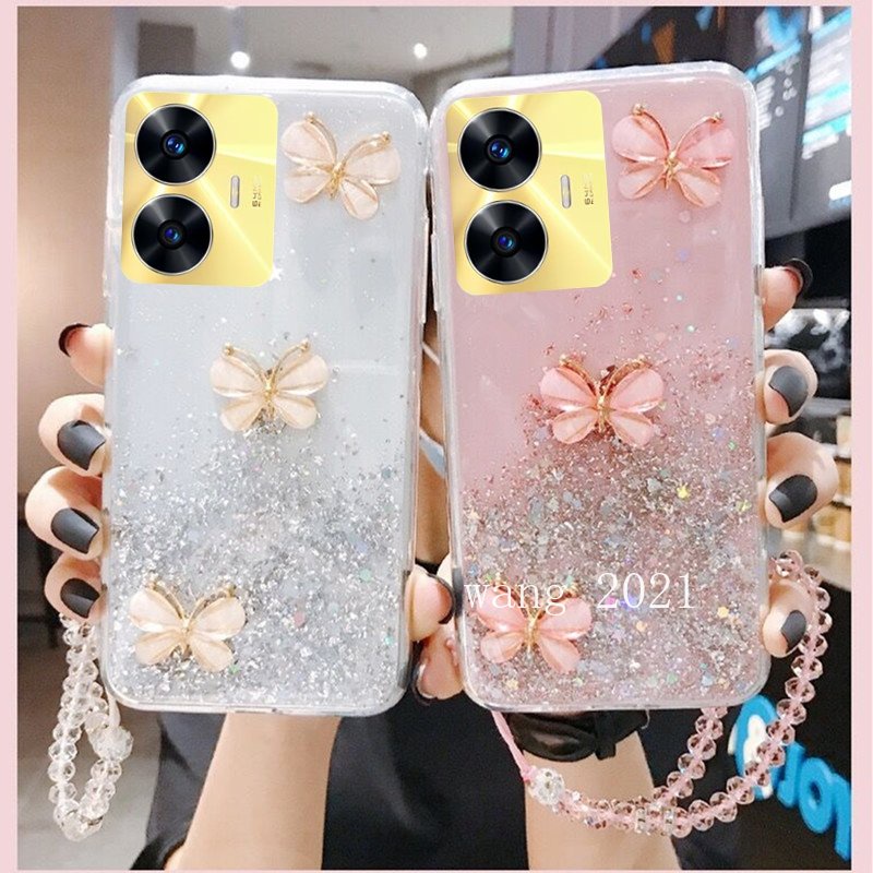 Ốp Điện Thoại Mềm Trang Trí Hình Bướm Lấp Lánh Cho Realme 10T 5G / Realme C55 NFC Realme C33 RealmeC55 2023