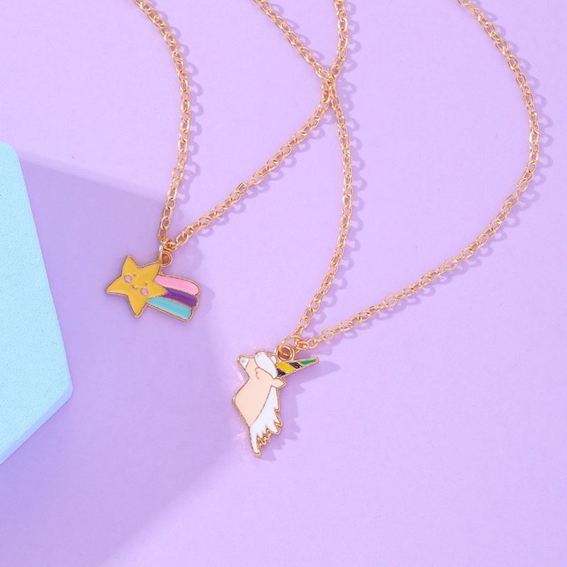 Set 2 Vòng cổ Tình Bạn Mặt Kỳ Lân Ghép Hình Trái Tim