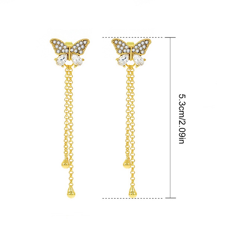 Bông Tai Dài Hình Bướm Đính Đá Zircon Sang Trọng Dành Cho Nữ