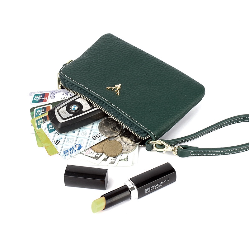 Ví Da Bò Thật Siêu Mỏng Có Khóa Kéo Thời Trang Cho Nữ