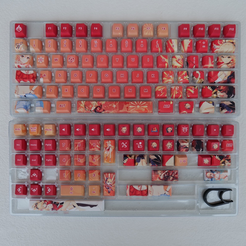 132 Phím Yoimiya Keycaps Cherry Profile Anime Genshin Impact PBT Dye Sub Bàn phím cơ Keycap