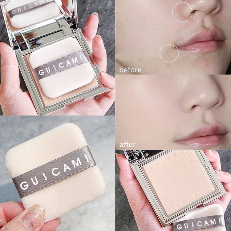 Phấn Phủ Dạng Nén GUICAMI Che Khuyết Điểm Tạo Khối Lâu Trôi Kèm Mút Trang Điểm
