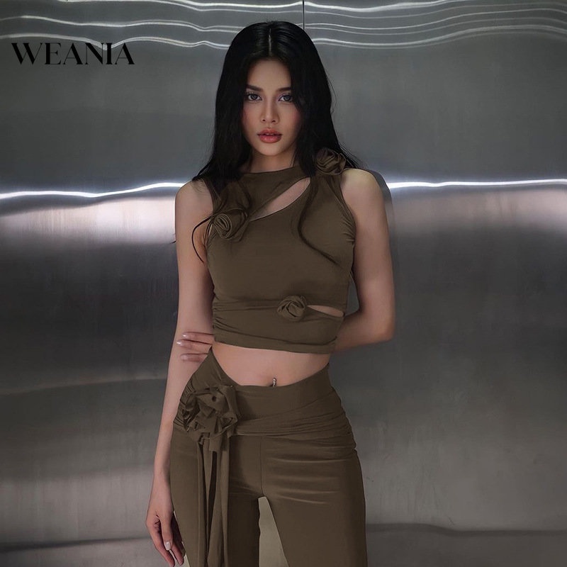 Áo Croptop Cổ Tròn In Hoa Thiết Kế Cá Tính Cho Nữ