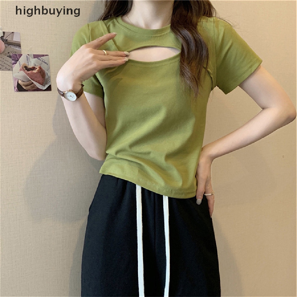 Áo Thun Tay Ngắn Cổ Tròn Màu Sắc Đơn Giản Cho Nữ