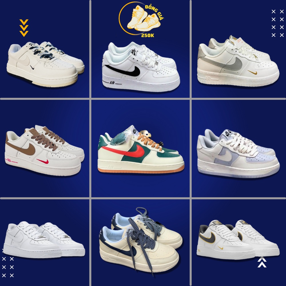 Giày AF1 trắng nam nữ đủ mẫu hàng 11 Full Box - Giày thể thao sneaker AF1 Air Force 1 trắng full size nam nữ